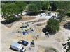 Aerial view of new playground equipment installation