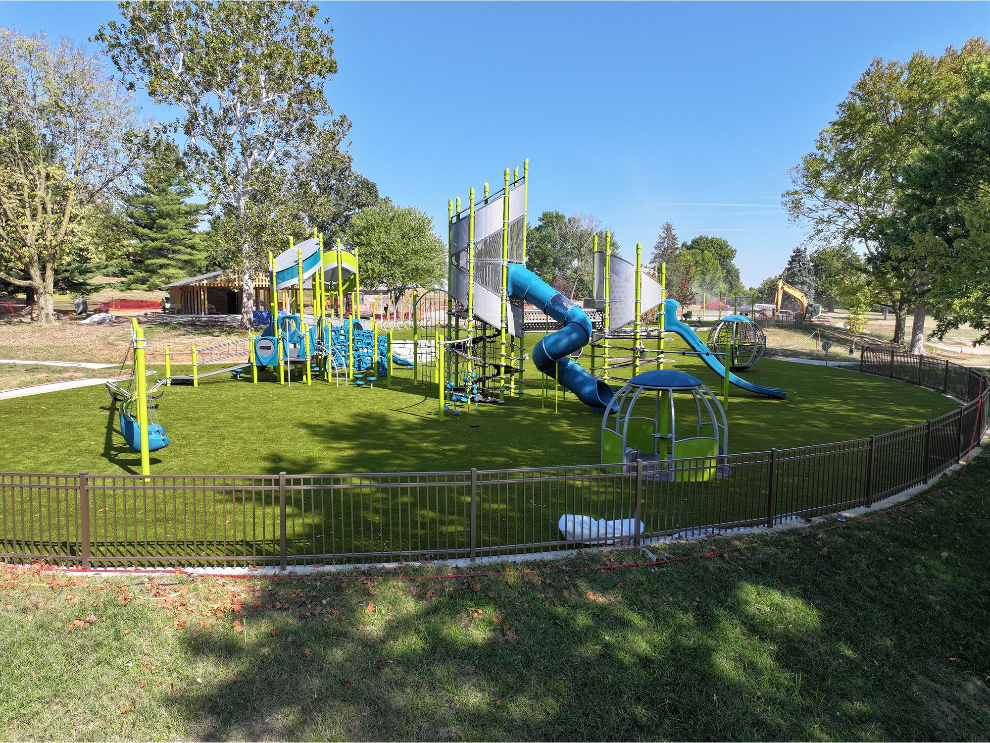 New playground nearly complete with turf and fencing