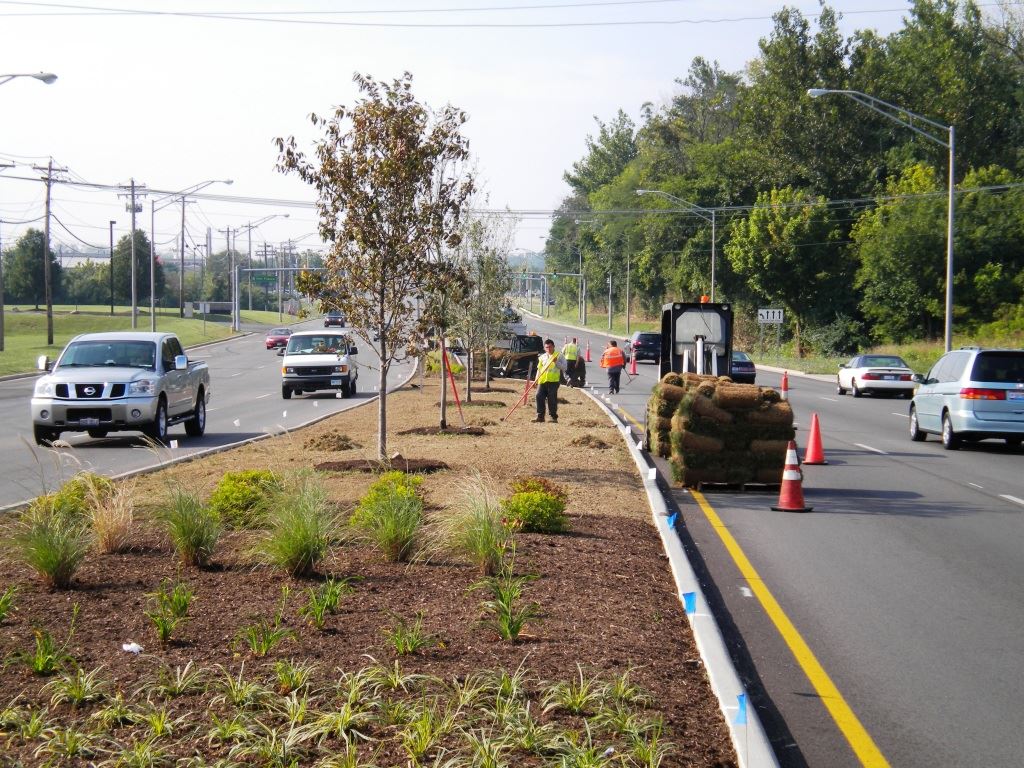Landform Landscaping in New Traffic Islands