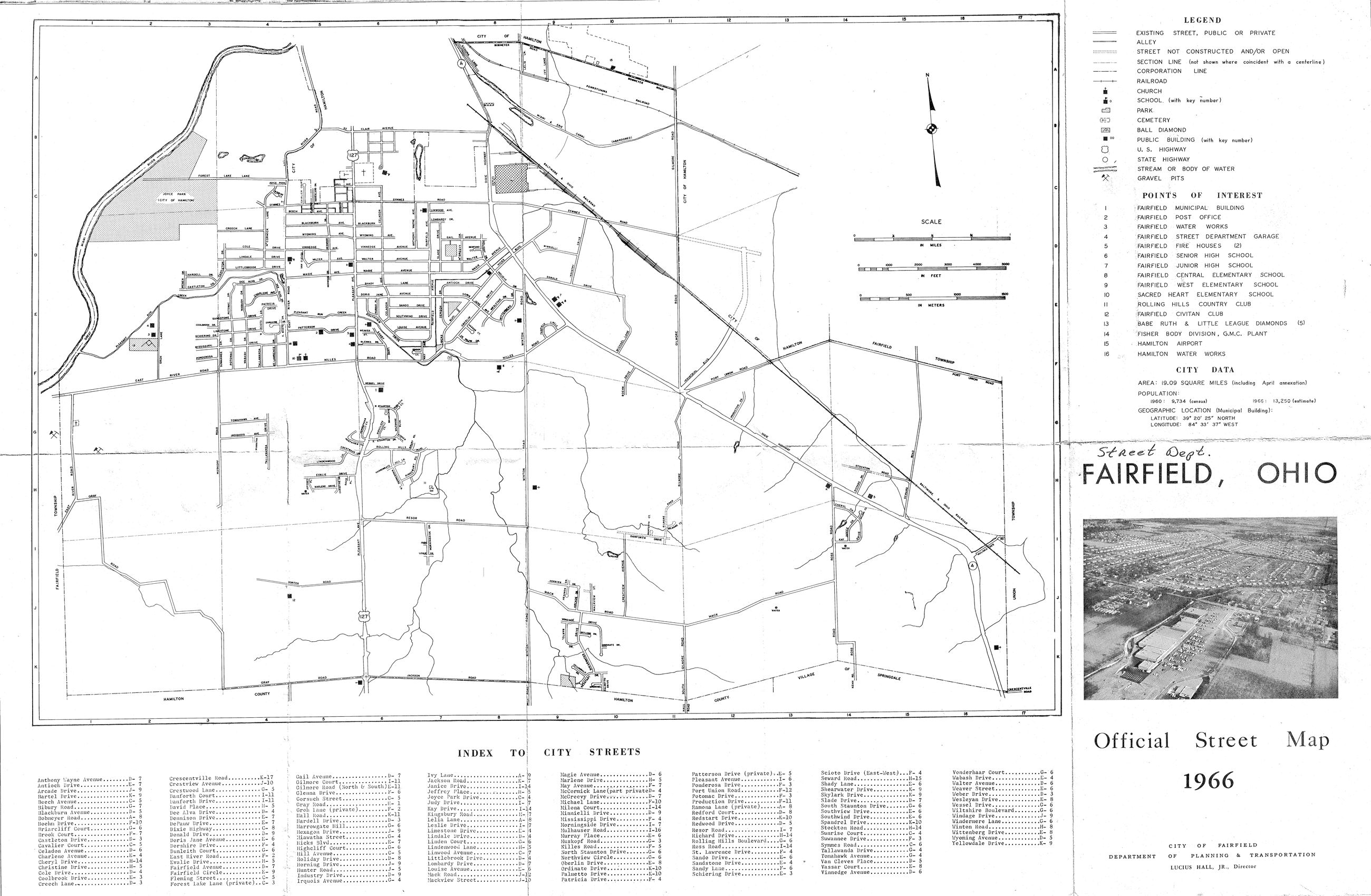 1966 City of Fairfield Street Map